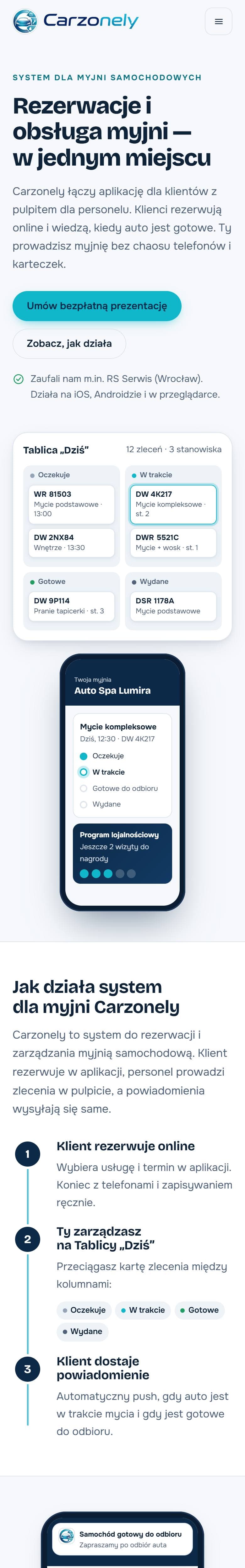 Carzonely na ekranie telefonu
